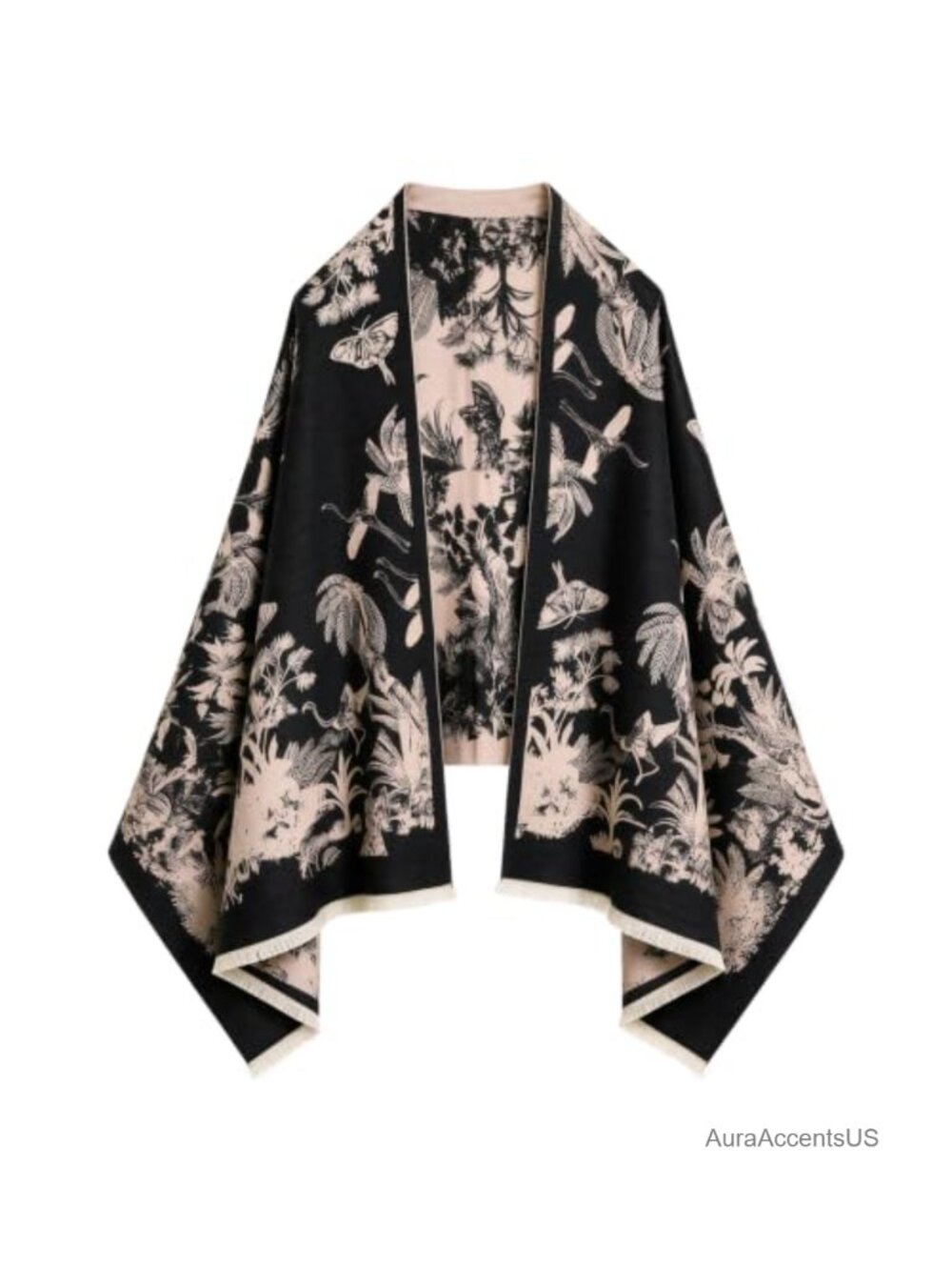 Reversible Floral Pashmina Shawl Wrap Lightweight Cotton Blend Scarf